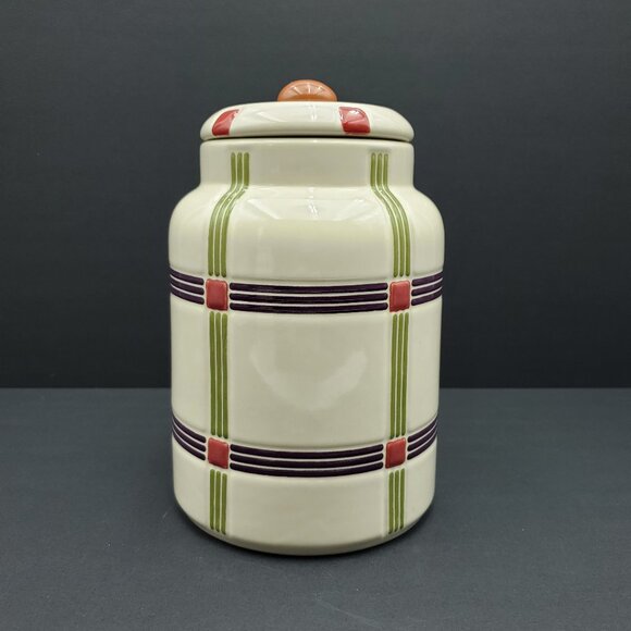 Longaberger Mixed Harvest Canister Multi Plaid 3 Qt Lidded Jar - Picture 1 of 8